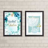 Kit 2 Quadros Decorativos Shabbat shalom 24x18cm